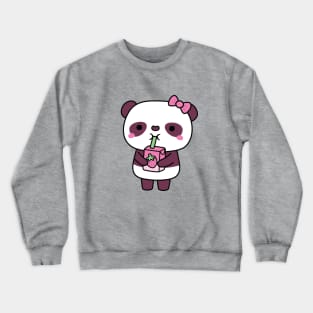 Cute Panda Drinking Strawberry Milk Crewneck Sweatshirt